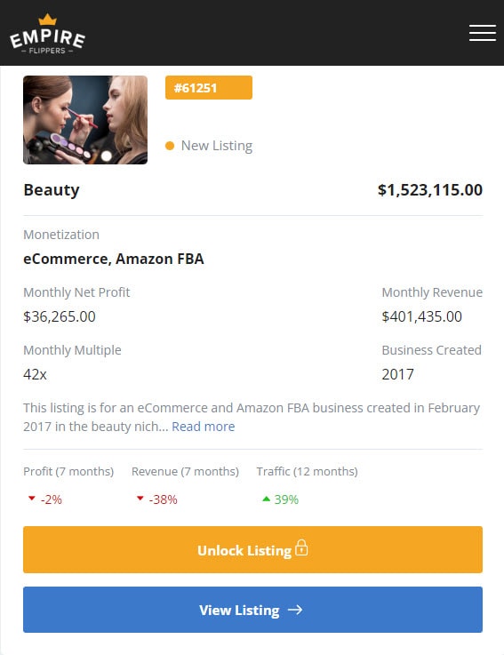 Empire Flippers Marketplace Listing Empire Flippers Marketplace Listing