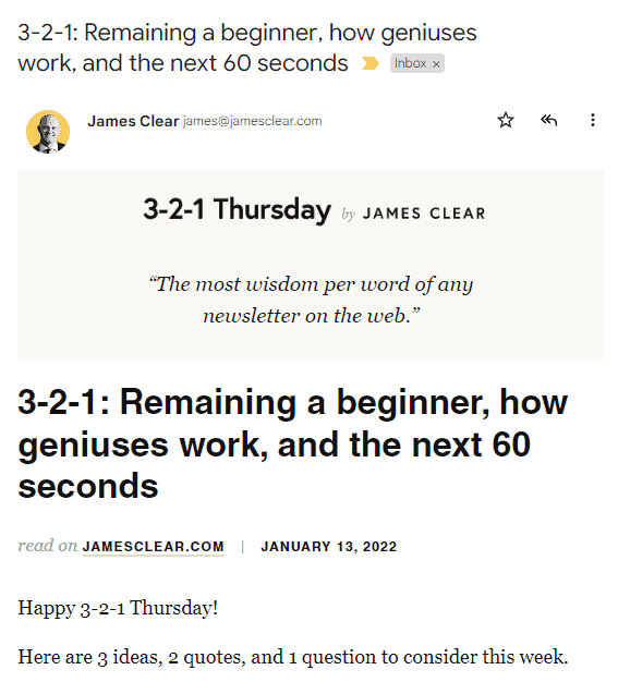 James Clear Newsletter James Clear Newsletter