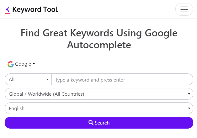 KeywordTool.io Homepage KeywordTool.io Homepage