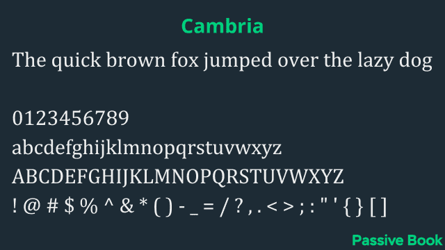 Cambria Font Cambria Font