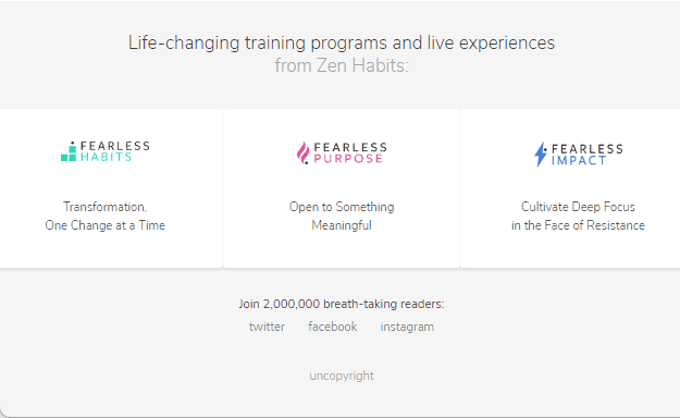 Zen Habits Footer Courses Zen Habits Footer Courses