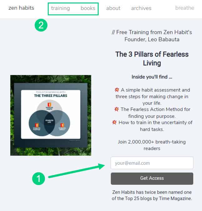 Zen Habits Optin Form And Courses In Menu Zen Habits Optin Form And Courses In Menu
