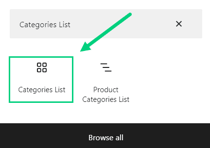 Categories List Categories List