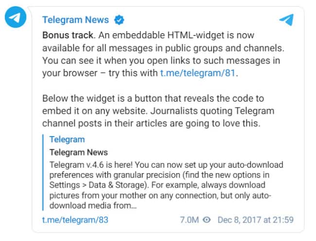 Embedable Telegram Widget Embedable Telegram Widget