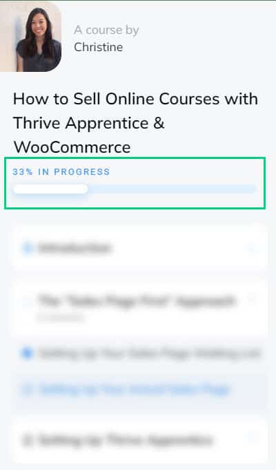 Thrive Apprentice Sidebar Course Progress Thrive Apprentice Sidebar Course Progress