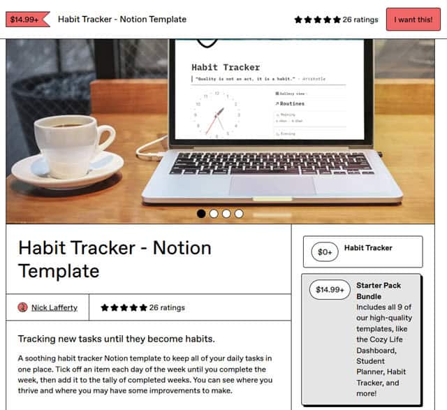 Habit Tracker Notion Template Gumroad Digital Product Habit Tracker Notion Template For Building Productive Daily Habits And Tracking Progress Sold In Gumroad As A Digital Product.