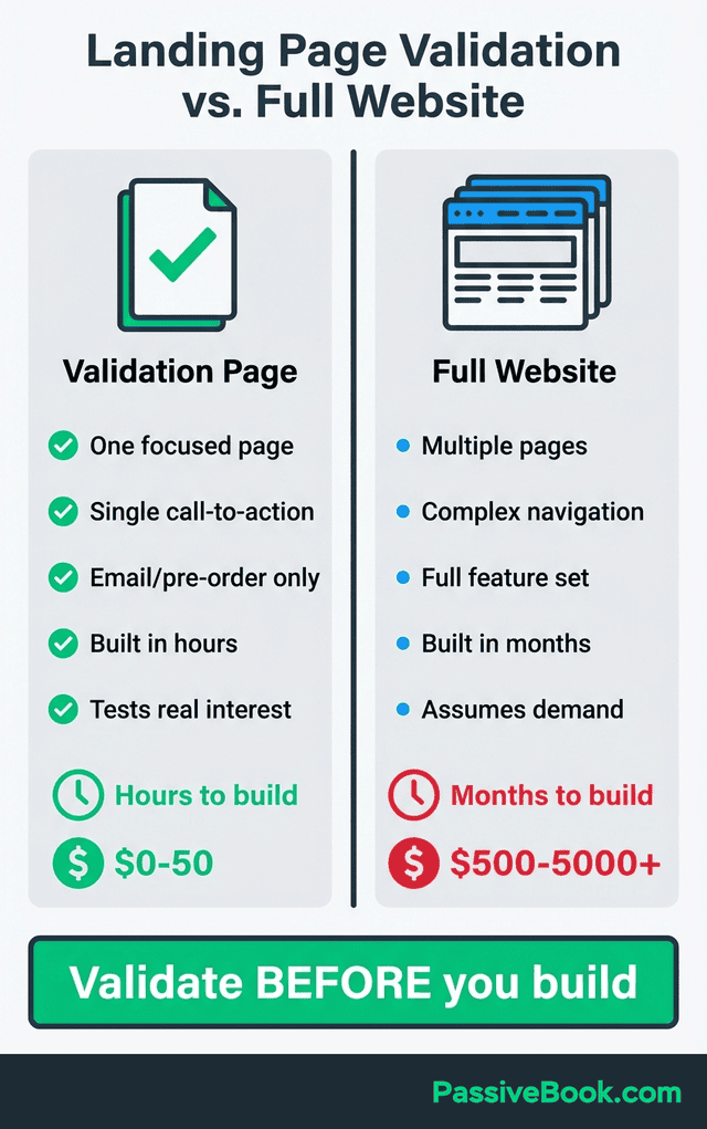 Landing Page Validation Versus Full Website Comparison Landing Page Validation Versus Full Website Comparison