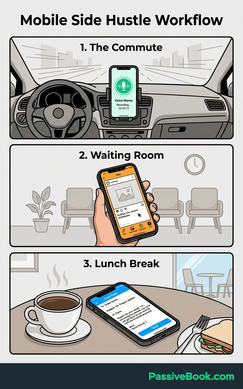 Mobile Side Hustle Workflow Illustration Mobile Side Hustle Workflow Illustration